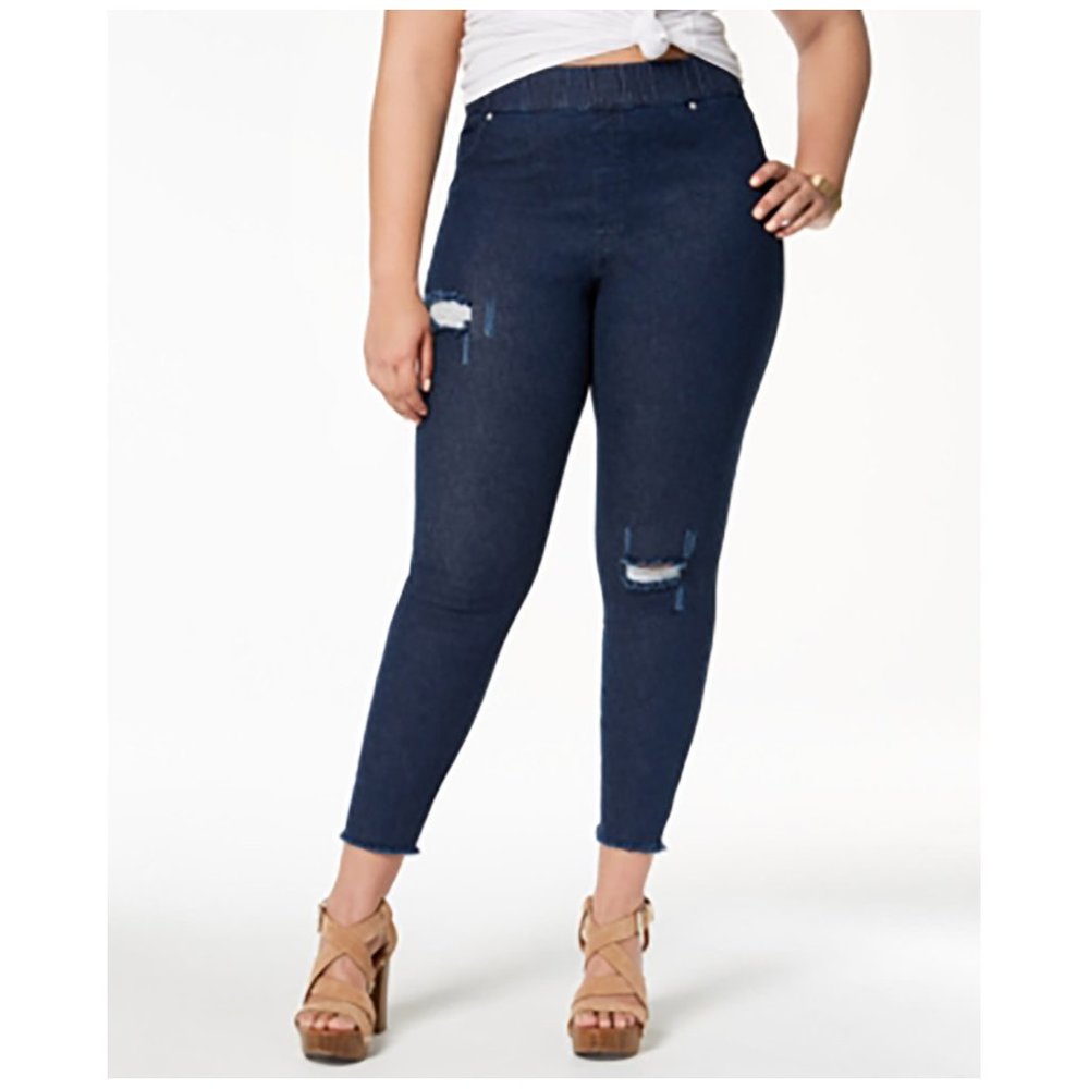 Hue Plus Size Original Denim Ripped Knee, Ink Wash
